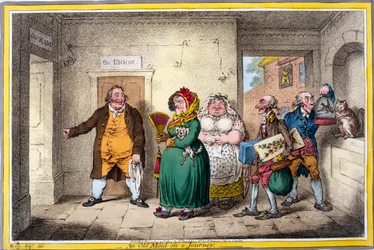 An Old Maid on a Journey, print made by James Gillray, 1804